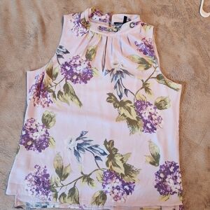 White House Black Market Floral Sleeveless Top - Purple and Green